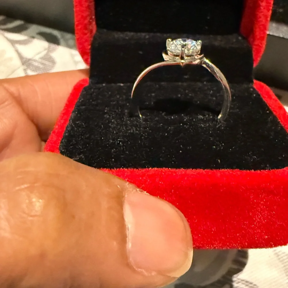 925 Sterling Silver Moissanite Heart Dainty Engagement Ring